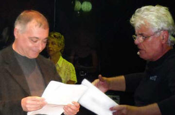 Giordano  Placido  Melato durante le prove di Spoon River 2008